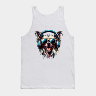 Chinese Crested Smiling DJ: A Musical Canine Portrait Tank Top